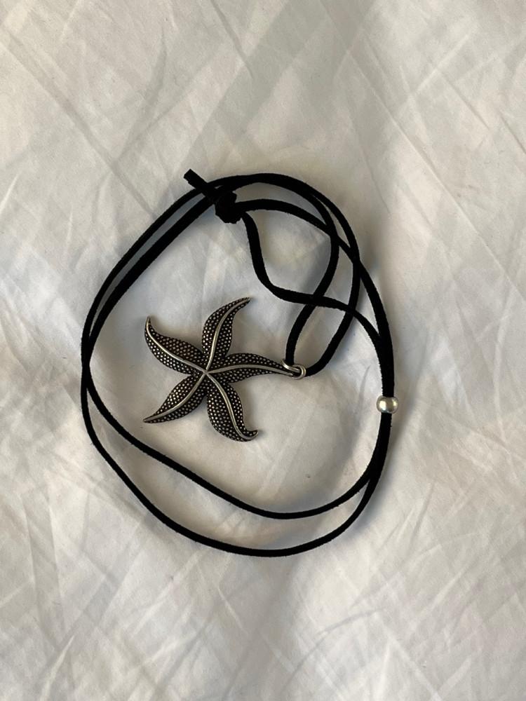 [스트링더비즈] 스웨이드 줄 스타피쉬 빈티지 펜던트 목걸이