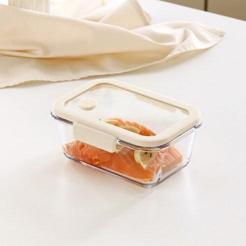 네오플램 글라쎄Z 진공 유리 밀폐용기 직사각 800ml_아이보리