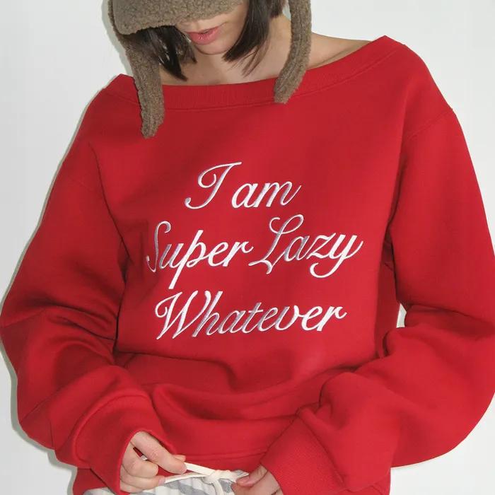 슈퍼 레이지 오프숄더 기모 스웻셔츠 (3색상)