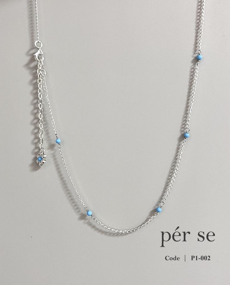 [목걸이] 블루 착색석(터키석컬러) 체인 목걸이 / 925실버