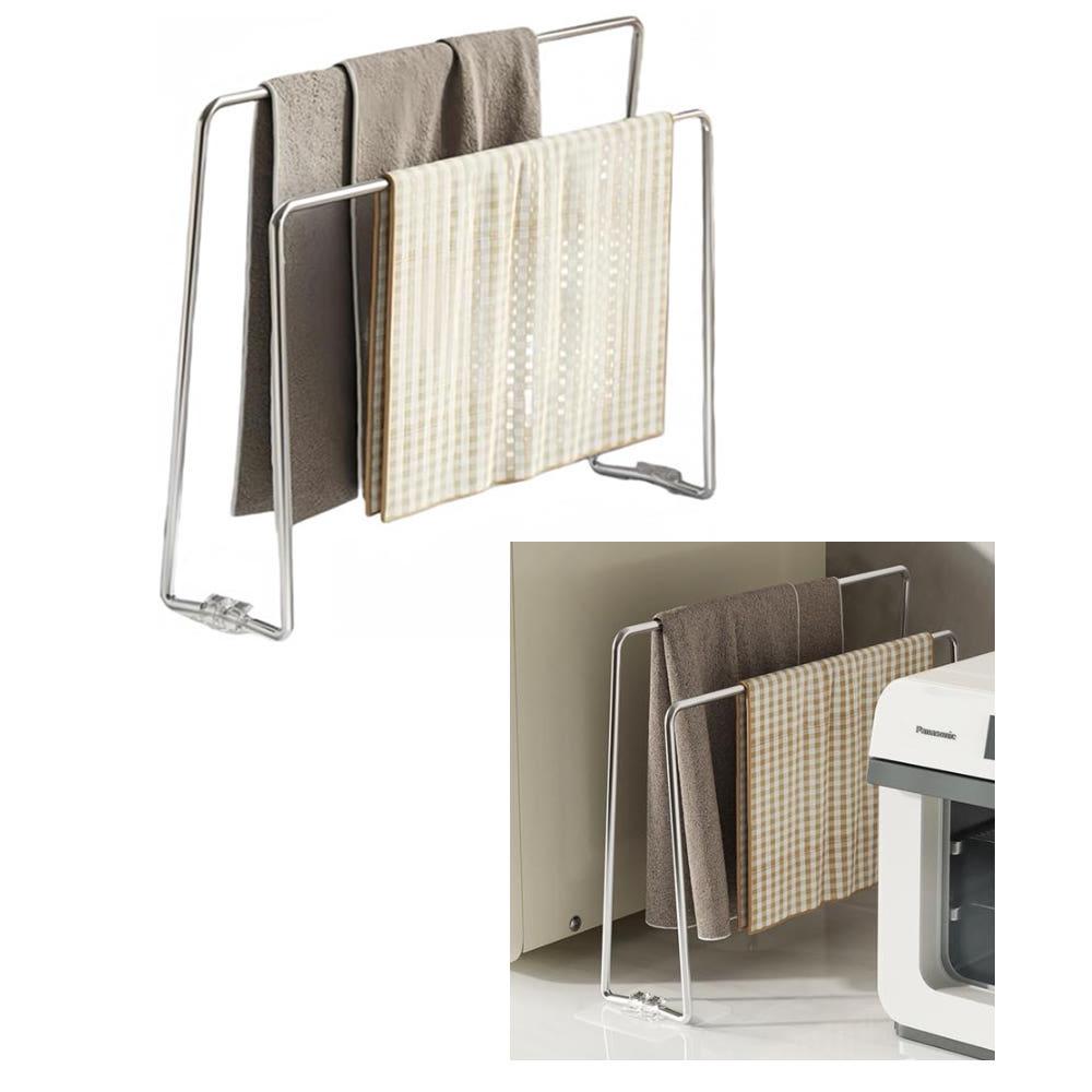 스텐 틈새 2단 행주걸이 무타공 행주 건조대 수건 거치대 꽂이
