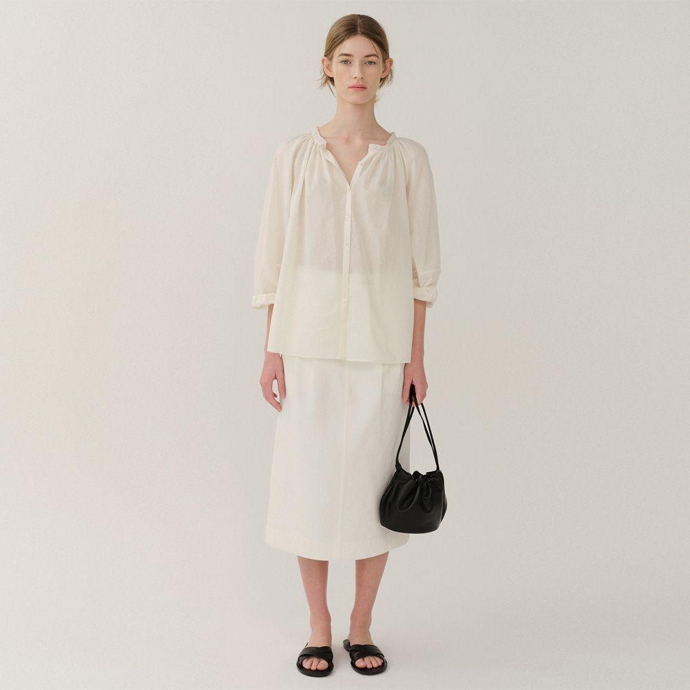 Gather Cotton Blouse Ivory