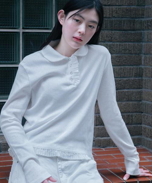 오헤시오(OHESHIO)  round collar frill long t-shirt (white) - 사이즈 & 후기 | 무신사