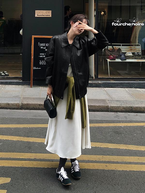 슬로우앤드 [무료배송] #SLOWMADE. 비전 오버핏 레더 블루종자켓 - 2 color (예약주문: 10월 중순 순차출고예정))