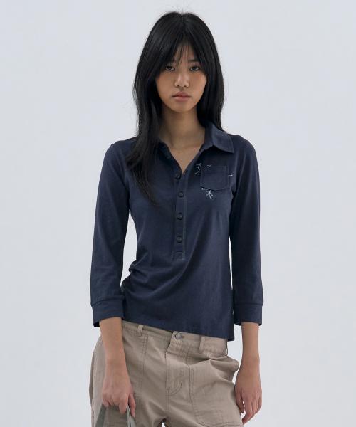 Button up 3/4 Sleeve Navy