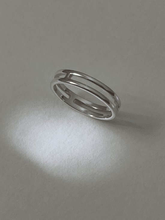 심플 데일리 H 레이어드 실버 반지