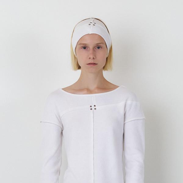 SIGNATURE RAW CUT EYELET ANGORA LONG SLEEVE TOP (WHITE)
