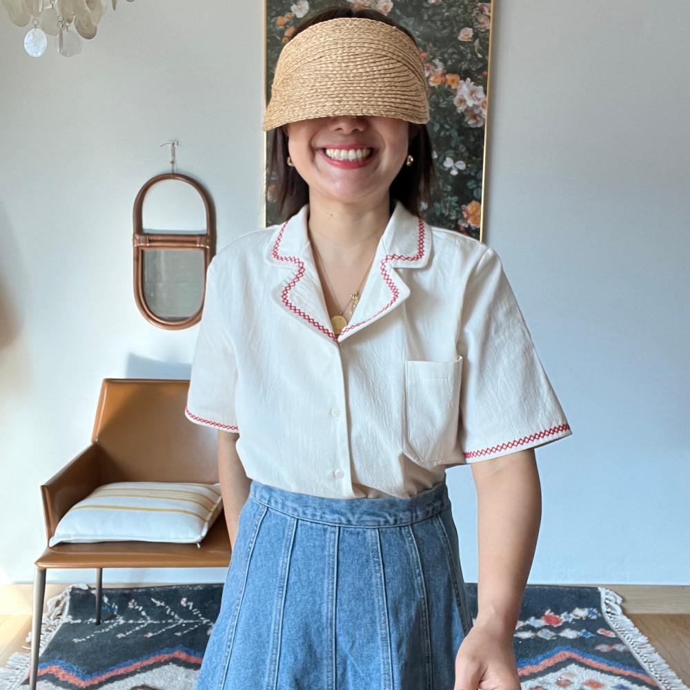 지그재그 자수 셔츠