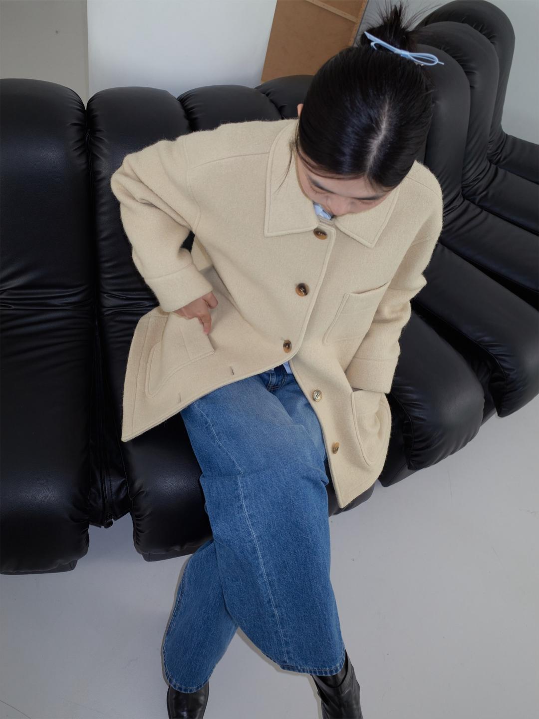 ALPACA OUT POCKET HALF MAC COAT_BUTTER