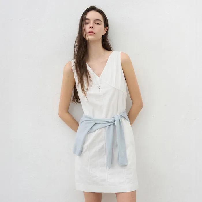 [2차] Senne Shirring V-neck Dress (Ivory)