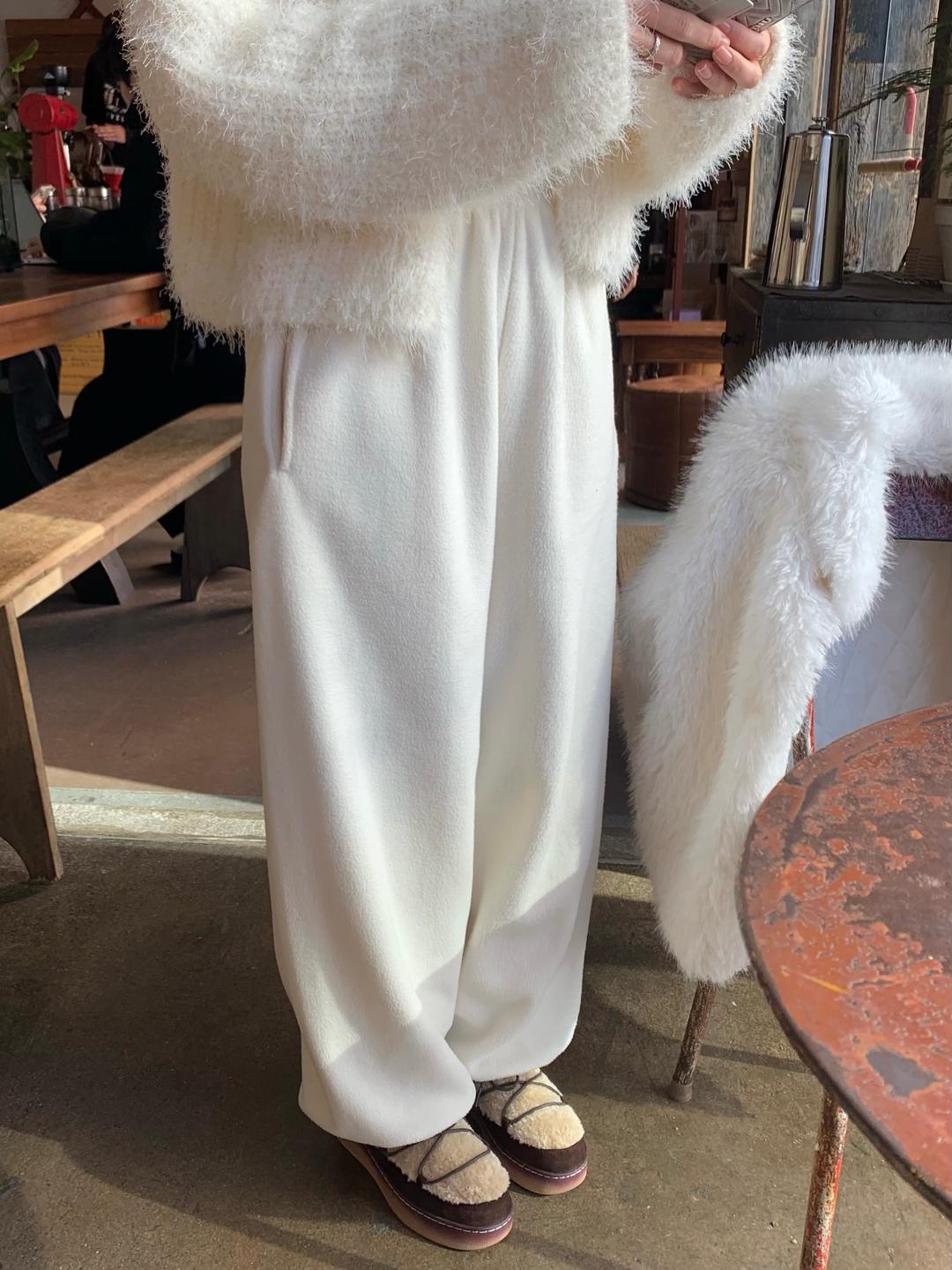 르아브르 온드 후리스 투웨이 조거팬츠, 여자 밑단 스트링 스트레이트 팬츠