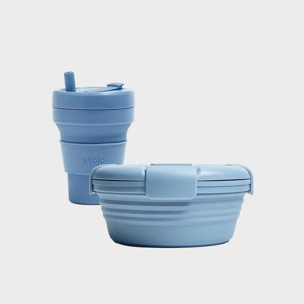 스토조 접이식 실리콘 용기 런치 세트 (텀블러 473ml+도시락 1100ml)