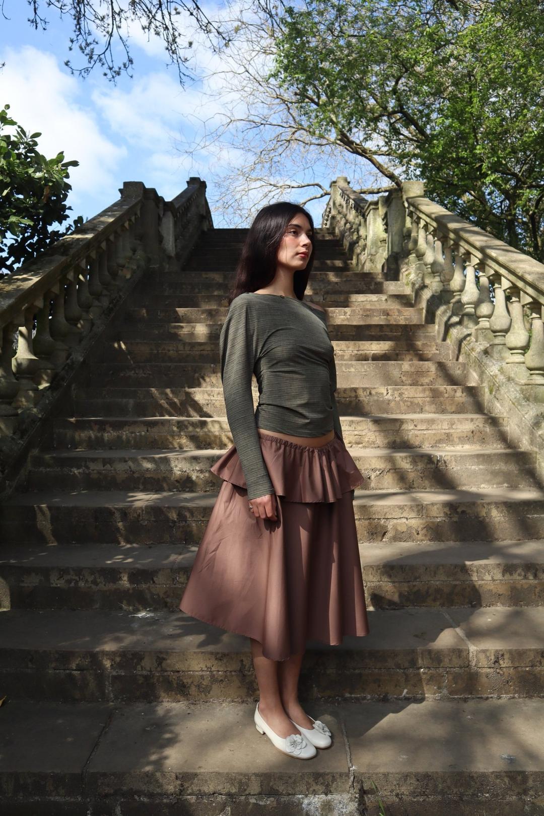 The Ballad Button Longsleeve Green Stripe (Spring 25) — Caspar The Label