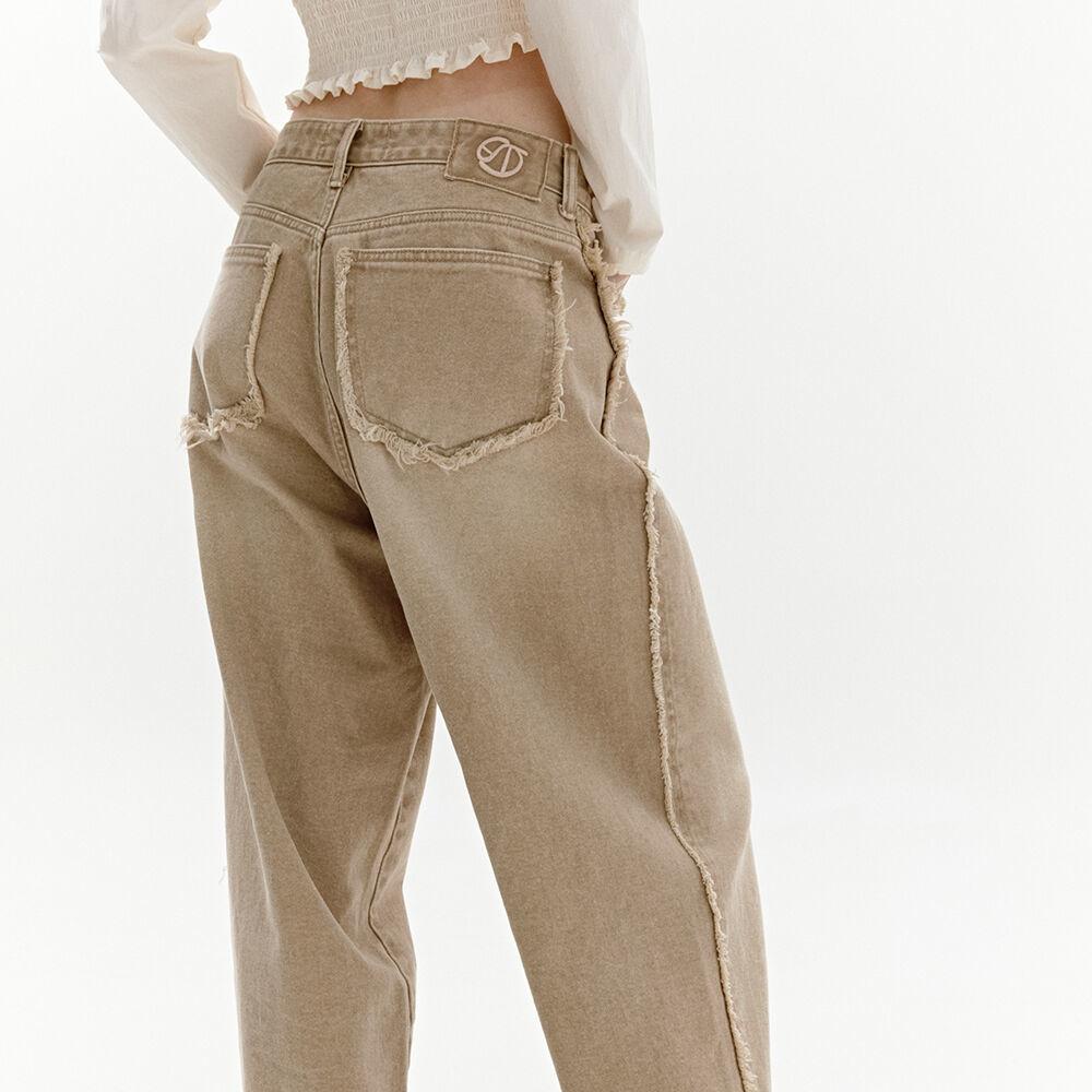 DAMAGE WASHING DENIM PANTS [BEIGE]