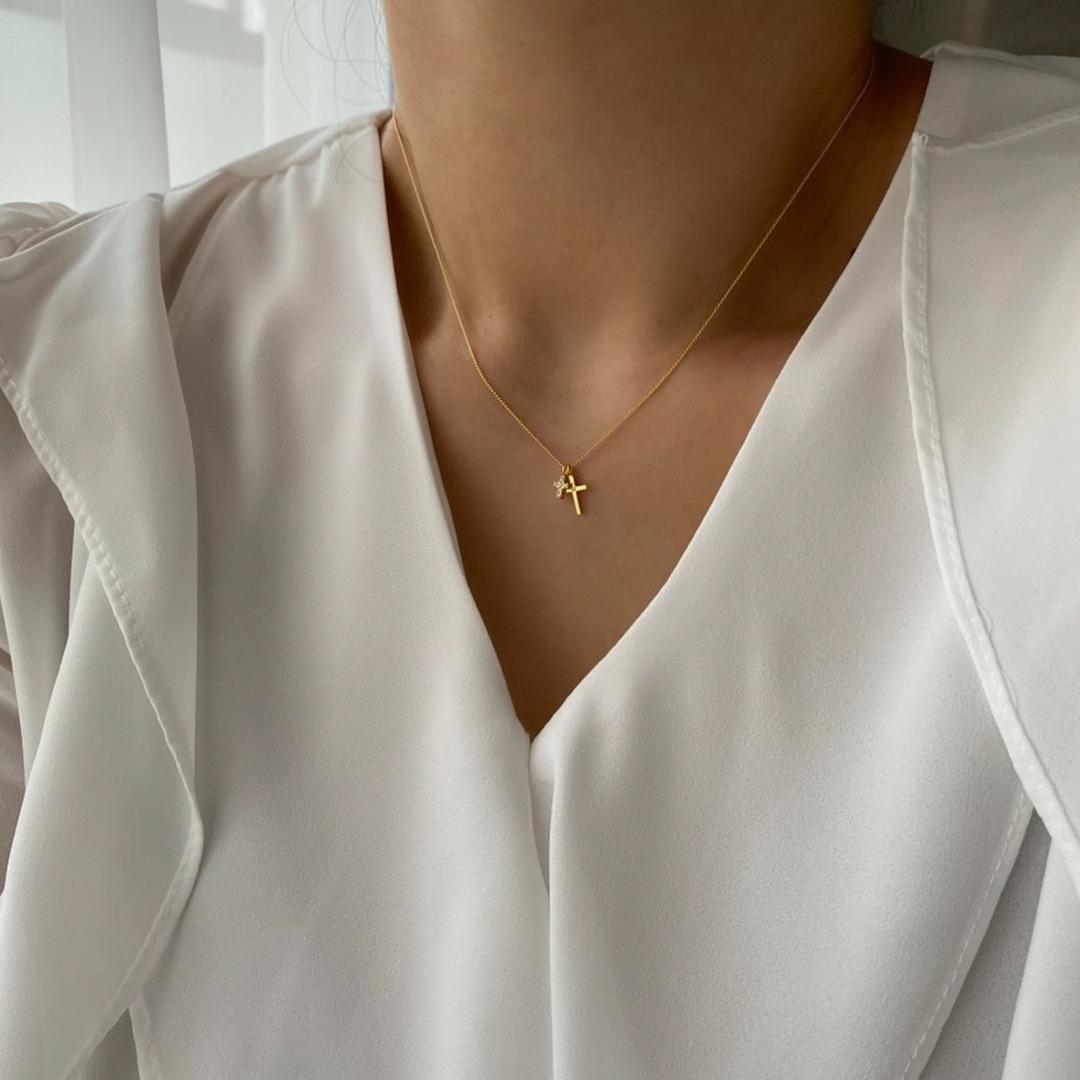 Acer rojo tg silver 925 cross gold simple daily necklace
