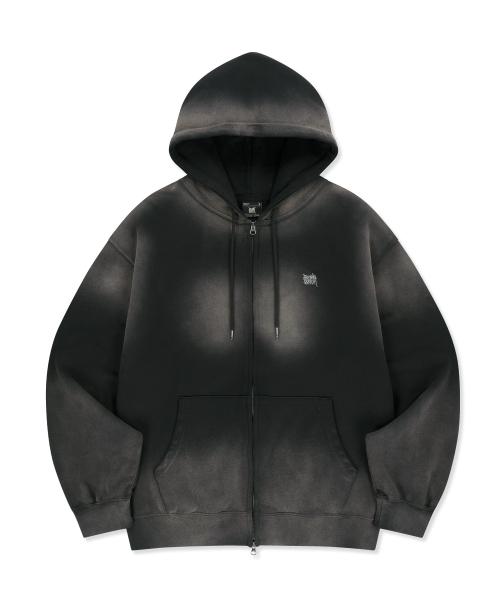 SPRAYED TAG HOOD ZIP UP - BLACK