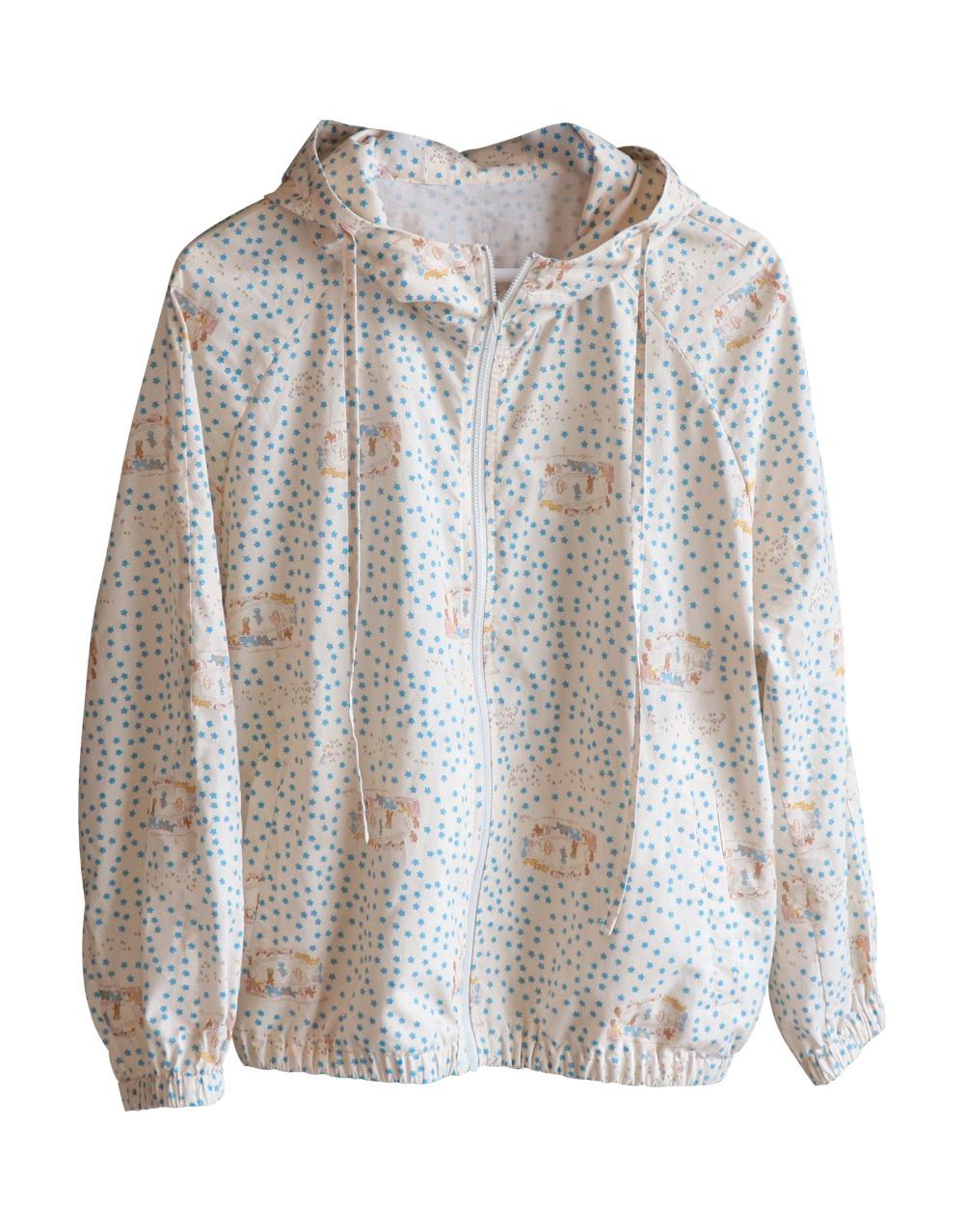 Cotton Zip-up Hoodie ( Cream )