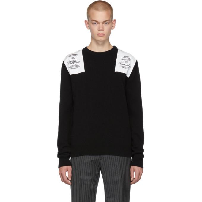 Raf Simons Black Embroidered Shoulder Patch Sweater