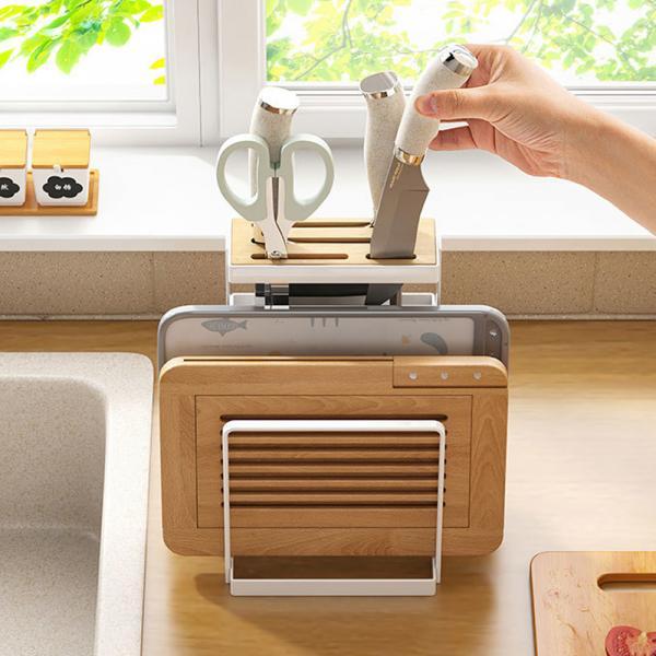 주방 싱크대 스틸 칼꽂이 도마 거치대