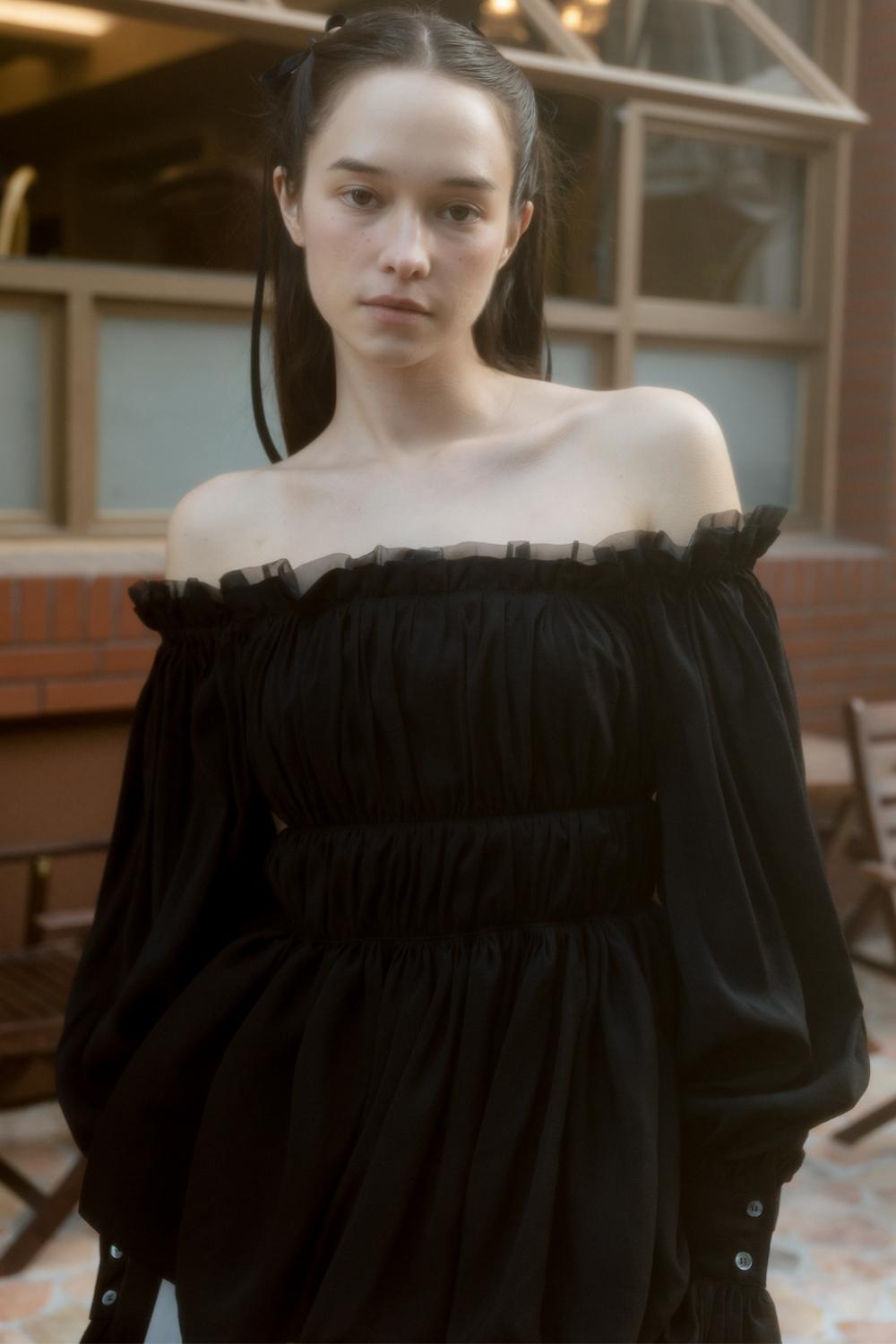 OFF SHOULDER POPLIN BLOUSE_TT3S105BK