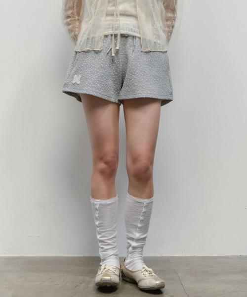 Dotted Cotton Shorts [Gray]