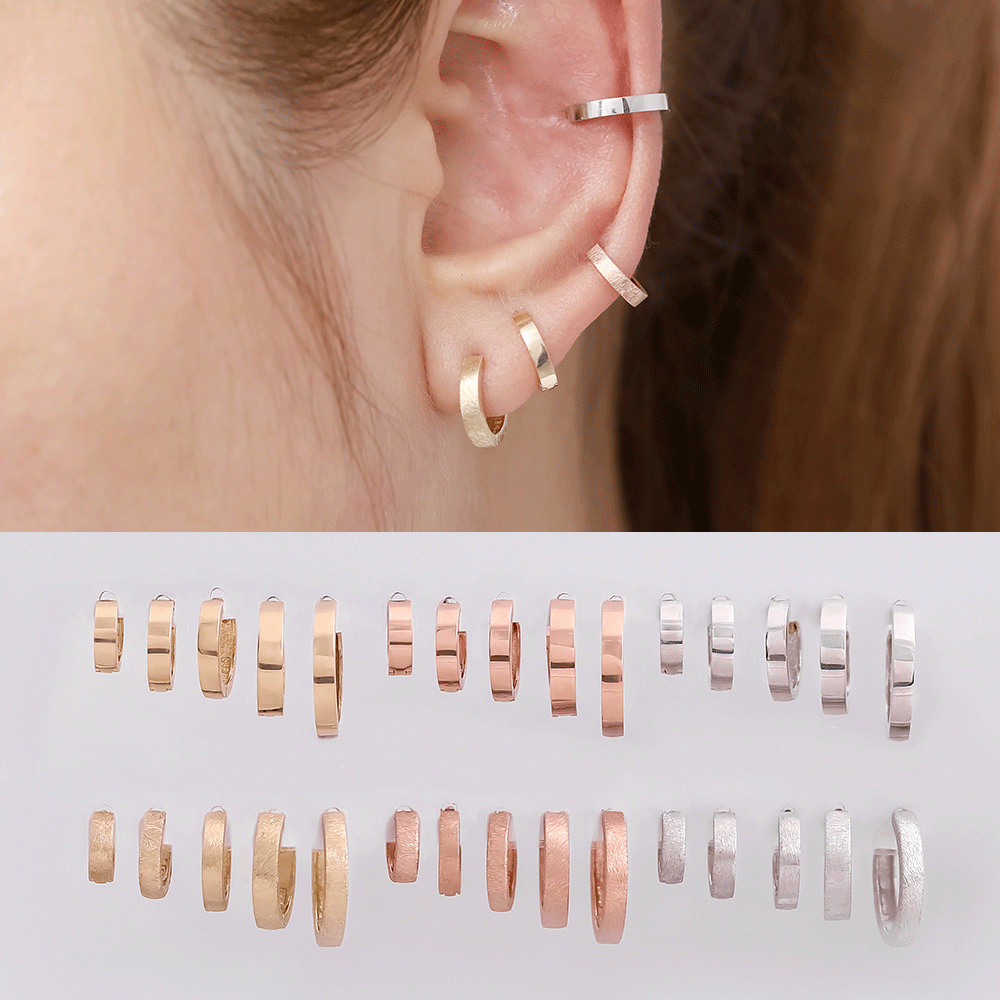 14K 원터치 링 귀걸이 14케이 금 화이트골드