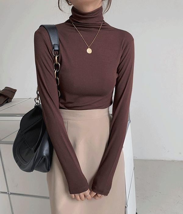 [3만장돌파🎉/MADE] 델로❤️슬림핏 스판 소프트 텐셀 터틀넥 목 폴라 긴팔 티셔츠 11color