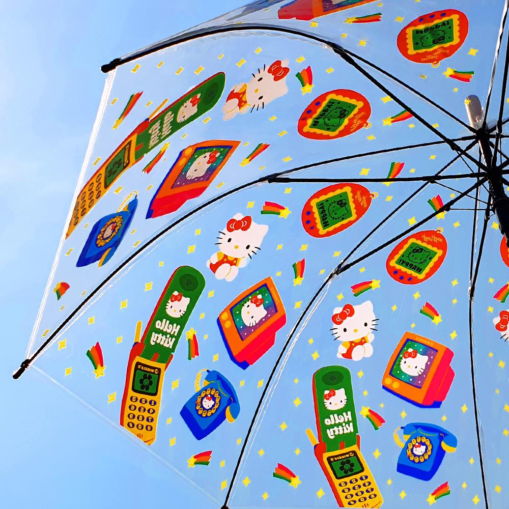 귀여운 캐릭터 헬로키티 투명우산 레트로 패턴 디자인 비닐우산