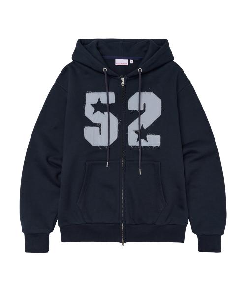 52 APPLIQUE HOODIE ZIP UP NAVY