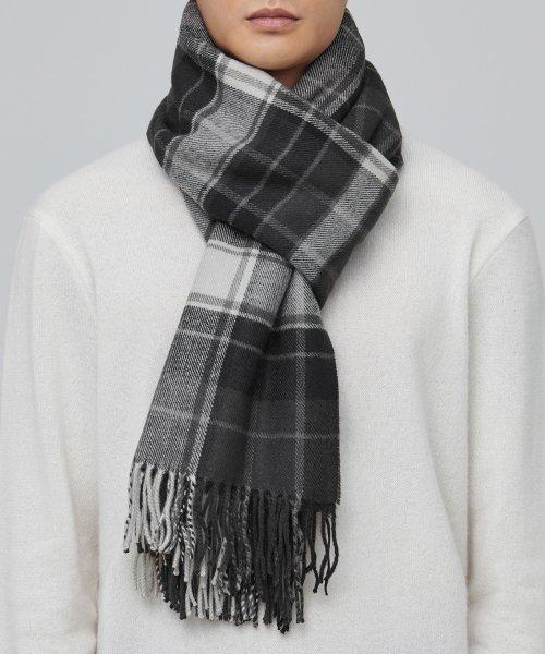빅 사이즈 체크 머플러 [블랙/그레이]