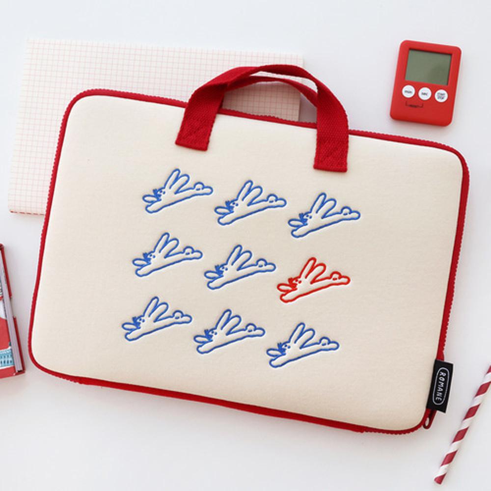 로마네 노트북파우치 13인치 14인치 와이드 노트북 가방 맥북 에어 파우치 손잡이 래빗