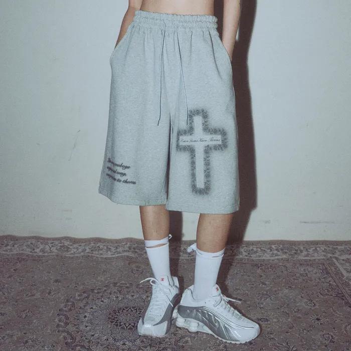 CROSS ROSE HALF PANTS_MELANGE GREY