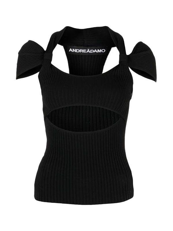 골지 니트 홀터넥