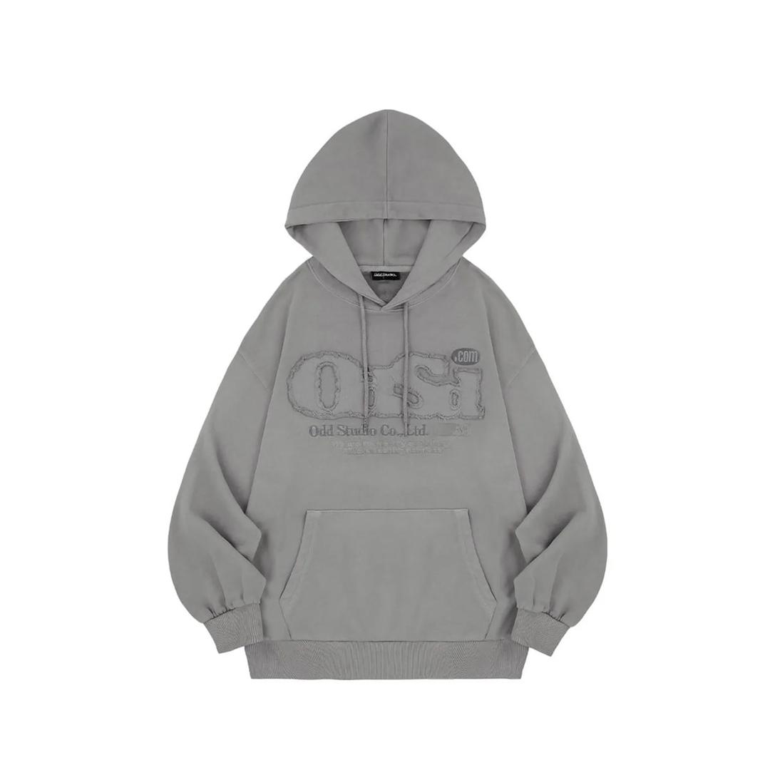 ODSD 피그먼트 데미지 오버핏 후드 - LIGHT GRAY