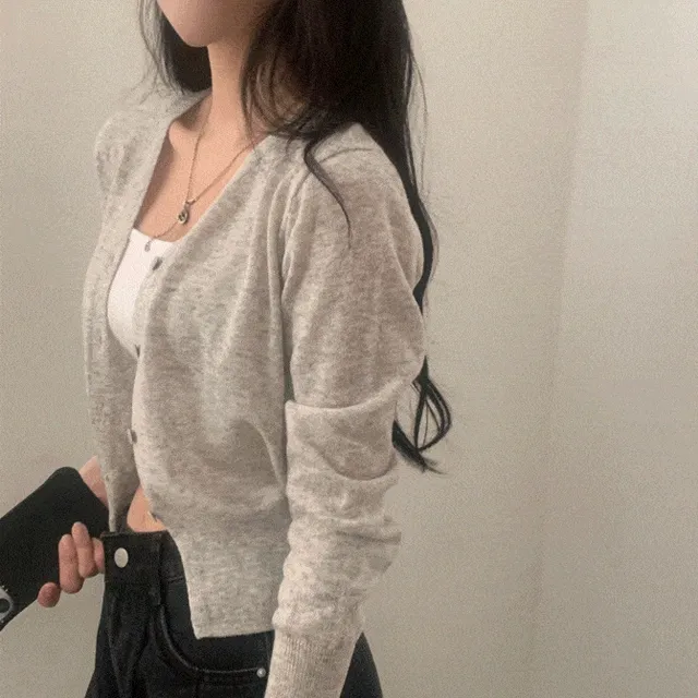 [간절기아우터/필수!] 웨이 린넨니트 크롭 기본 가디건 - 15color