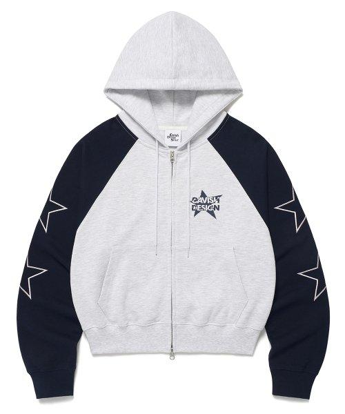 W RAGLAN BLOCK ZIP UP HOODIE LIGHT GREY(CV2ESFM480A)