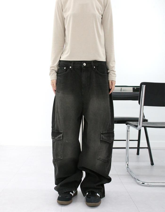 슬래쉬 카고 데님 팬츠