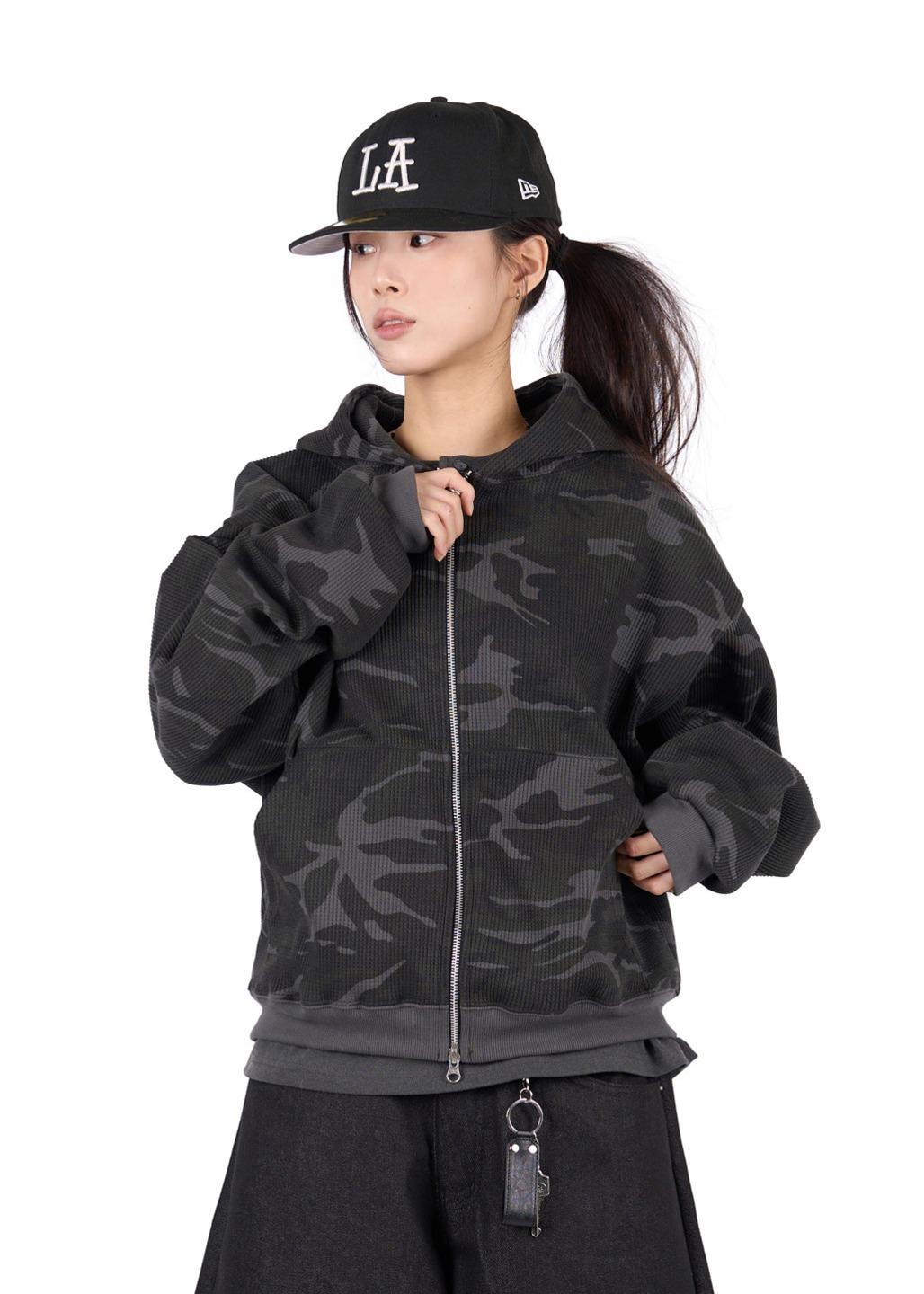 릿킴 CAMO WAFFLE HOOD ZIP-UP