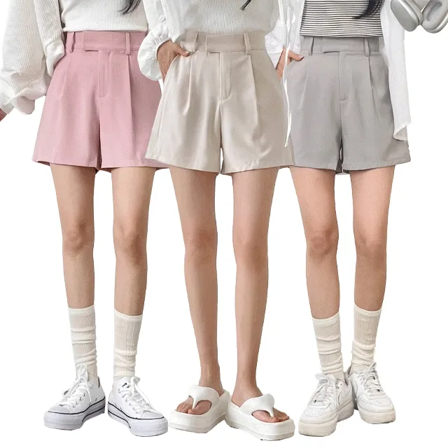 [XS~L/여름쿨소재!] 히든버클 핀턱 모엘 3부 반바지슬랙스 4color