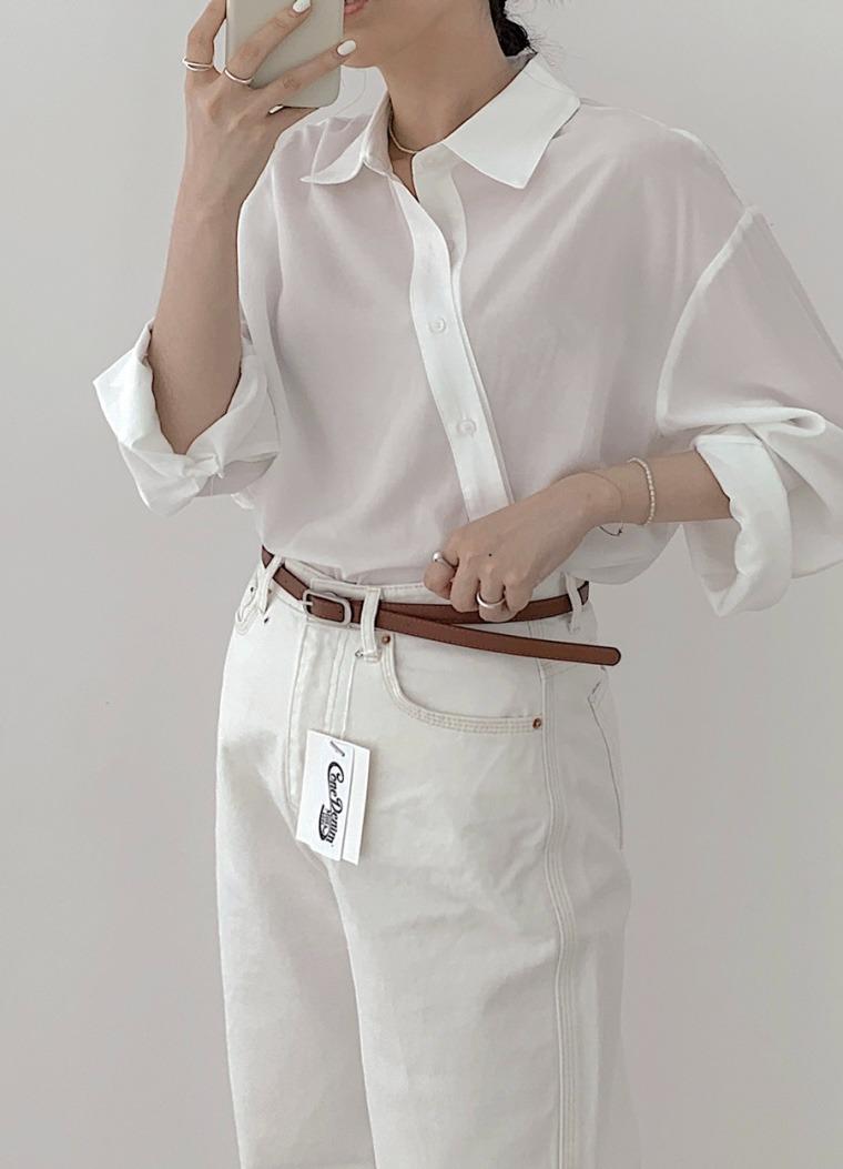 루즈 사선 포드 셔츠 블라우스