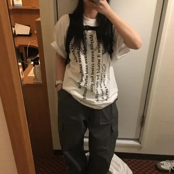유니섹스 레터링 실켓 반팔티