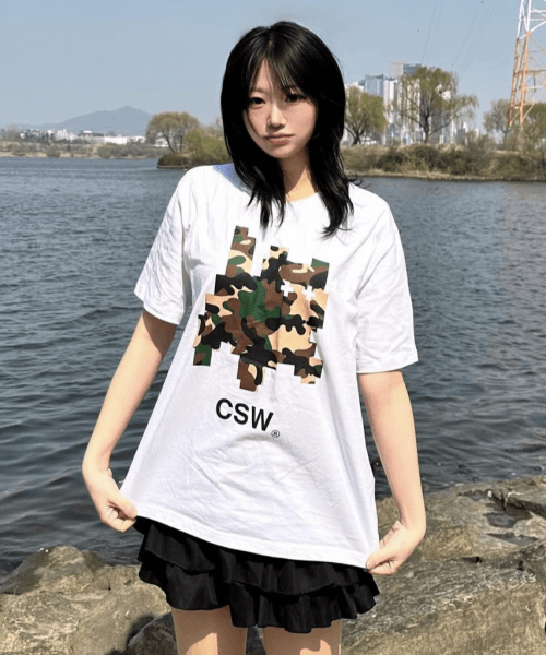 카모 픽셀 하프 티 남녀공용 (2컬러)