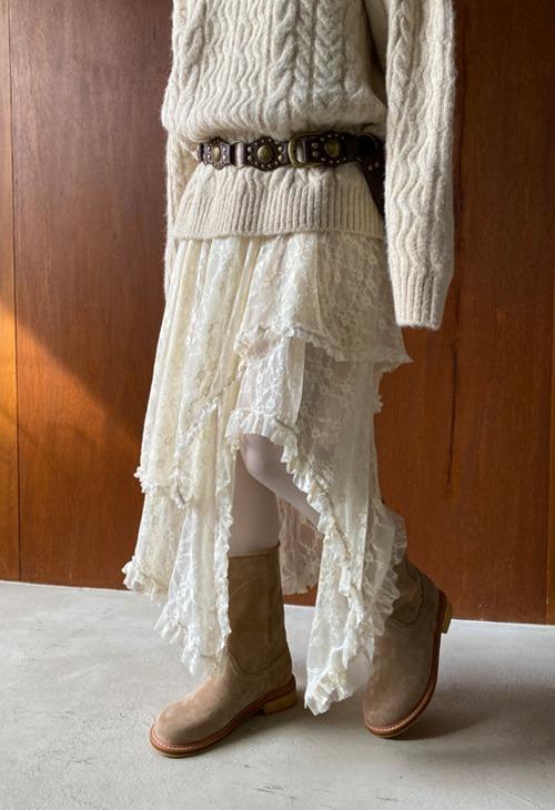 muse lace unbalance skirt