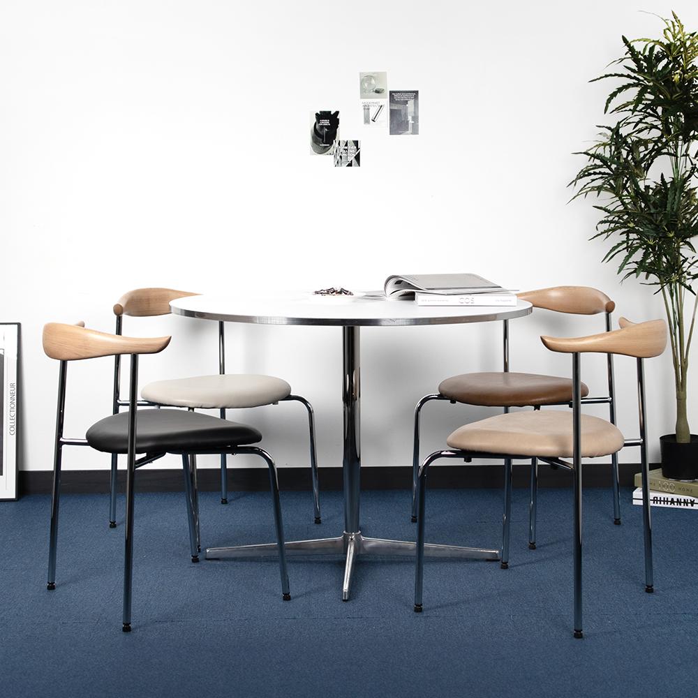 우드띠어리 미드센추리 의자 카페의자 업소용 철제 디자인의자 카우체어