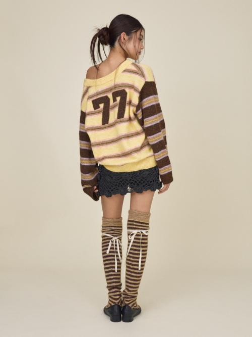SUNDAE STRIPE KNIT WARMER (BROWN)