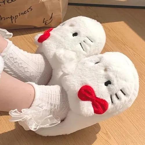 귀여운 헬로키티 겨울 털 실내화 거실화 슬리퍼