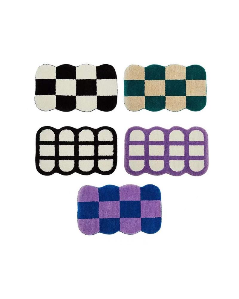 체크 웨이브 발매트 화장대 방문입구 거울매트 디자인5종택1