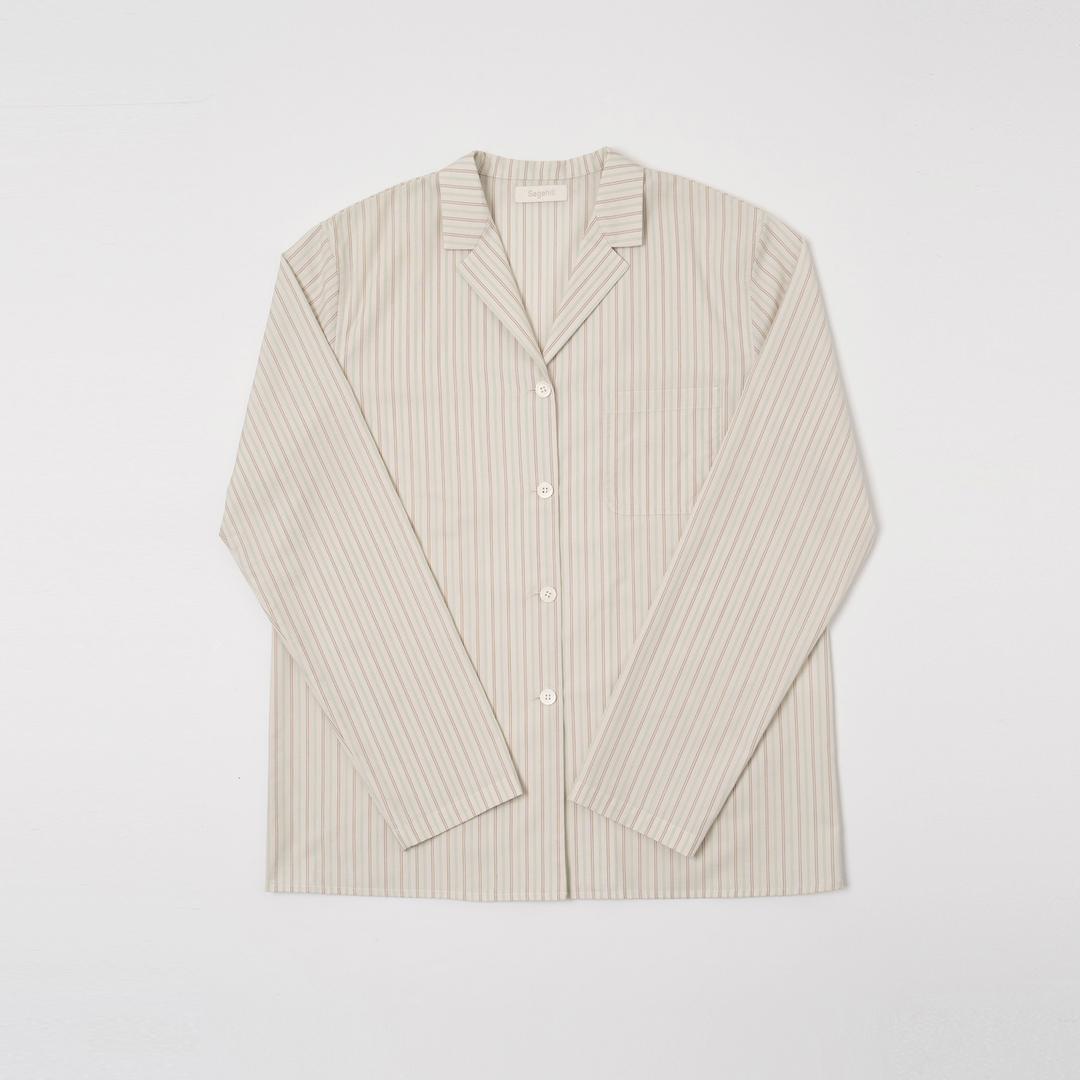 Stripe Cotton Pajama Set (Cream)