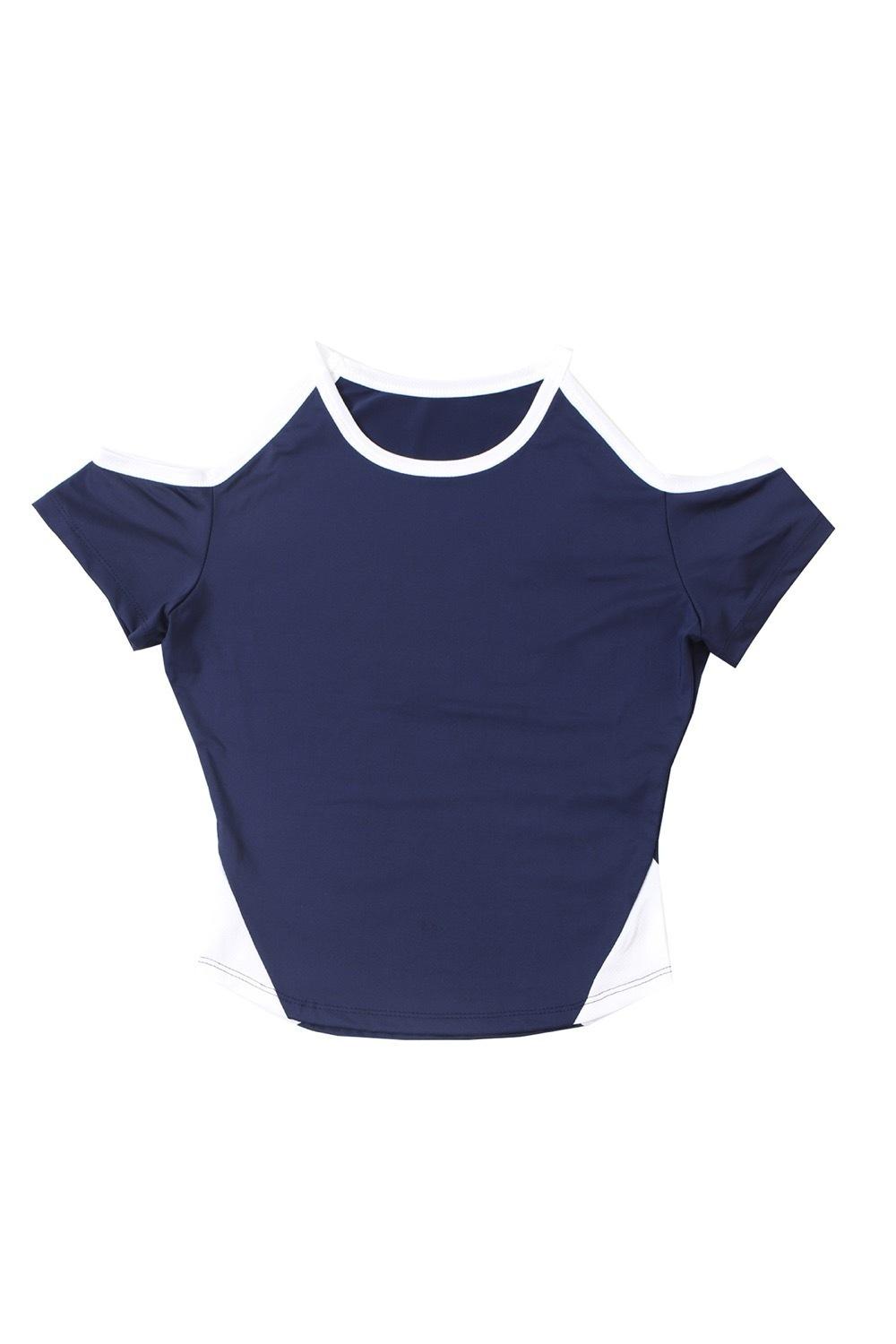 Polyester Off-Shoulder Crop Top (Navy)