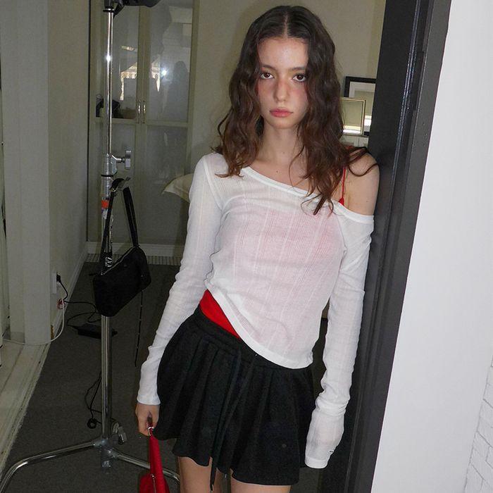 See-through Layer Long Sleeve White